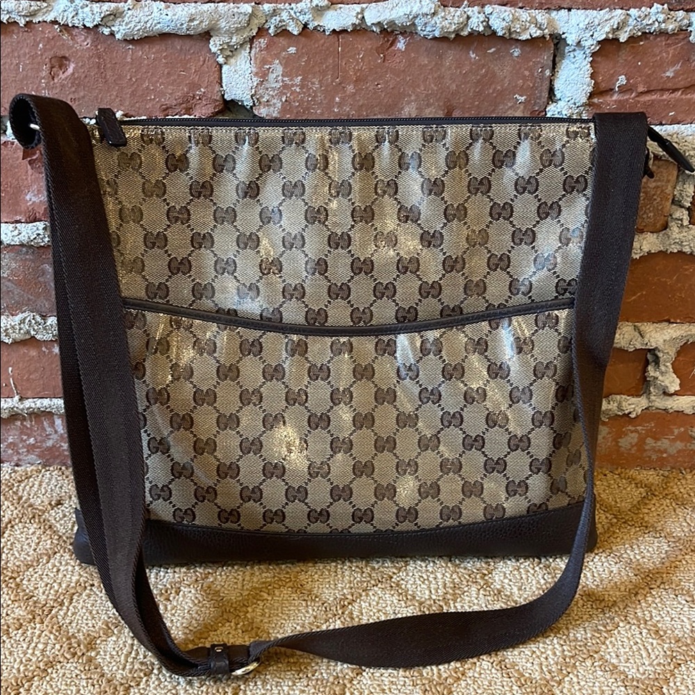 Gucci Beige and Brown Monogram Crossbody Bag